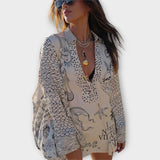 Liv - Sada košile a šortek z vodního saténu s třásněmi