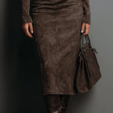 Lorena | Vestido midi largo marrón