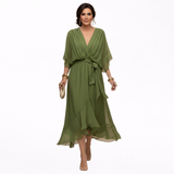 Monica | Vestito in chiffon con scollo a V