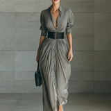 Zahara | Vestido largo plisado con cinturón