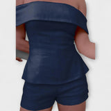 Olivia - Bílý bavlněno-lněný dvoudílný set