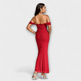 Ione - Šaty Bodycon s odhalenými rameny a řasením