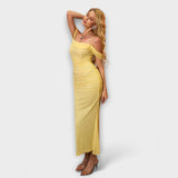 Ione - Šaty Bodycon s odhalenými rameny a řasením