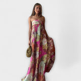 Chic Retro Bezramínková Plisovaná Maxi Šaty