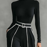 Emma | Conjunto elegante de dos piezas con cuello alto y pantalón ancho