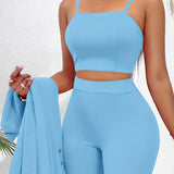 Kompletní modrá sada 3 kusů – top, sako a kalhoty (prémiová kvalita)