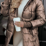Lina | Dlouhá, teplá prošívaná bunda s prostornou kapucí