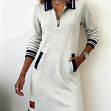 Elegantní šaty z bavlny s dlouhými rukávy