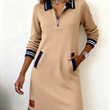 Elegantní šaty z bavlny s dlouhými rukávy