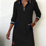 Elegantní šaty z bavlny s dlouhými rukávy